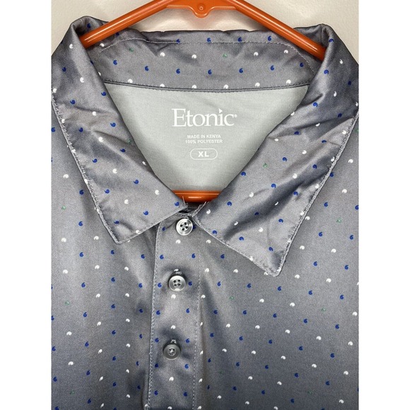 Etonic Size XLARGE Gray Short Sleeve Geometric‎ Print Golf Shirt - Picture 2 of 9